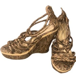Christian Siriano Snake Wedge Sandals 10